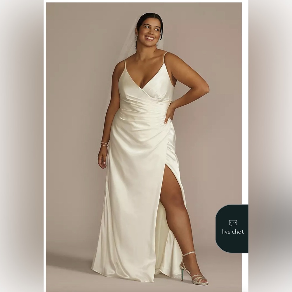 Satin Ivory Bridal Gown with Side Slit